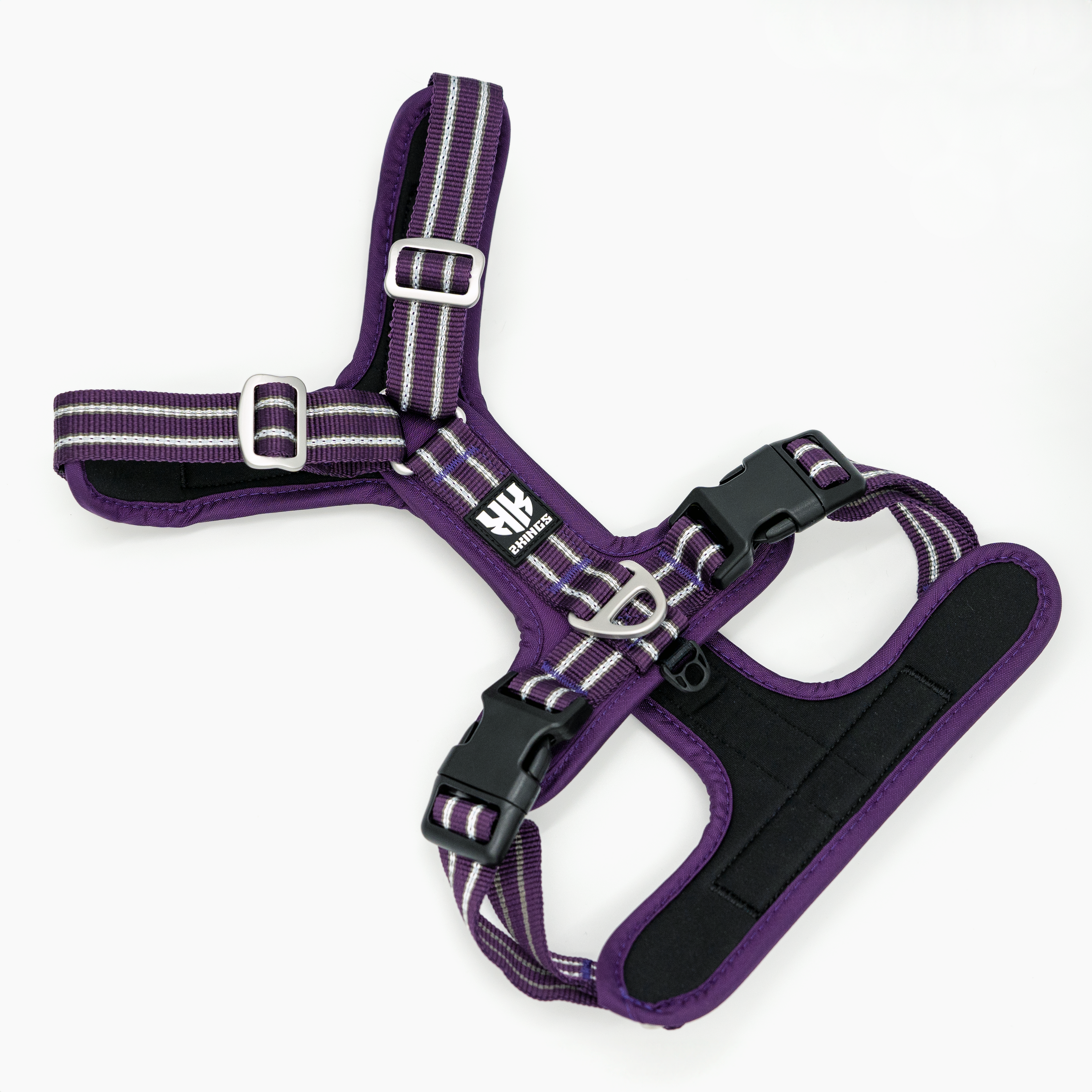 Adjustable Dog Harness & Classic Lead Set - Reflective & Lightweight - Purple.