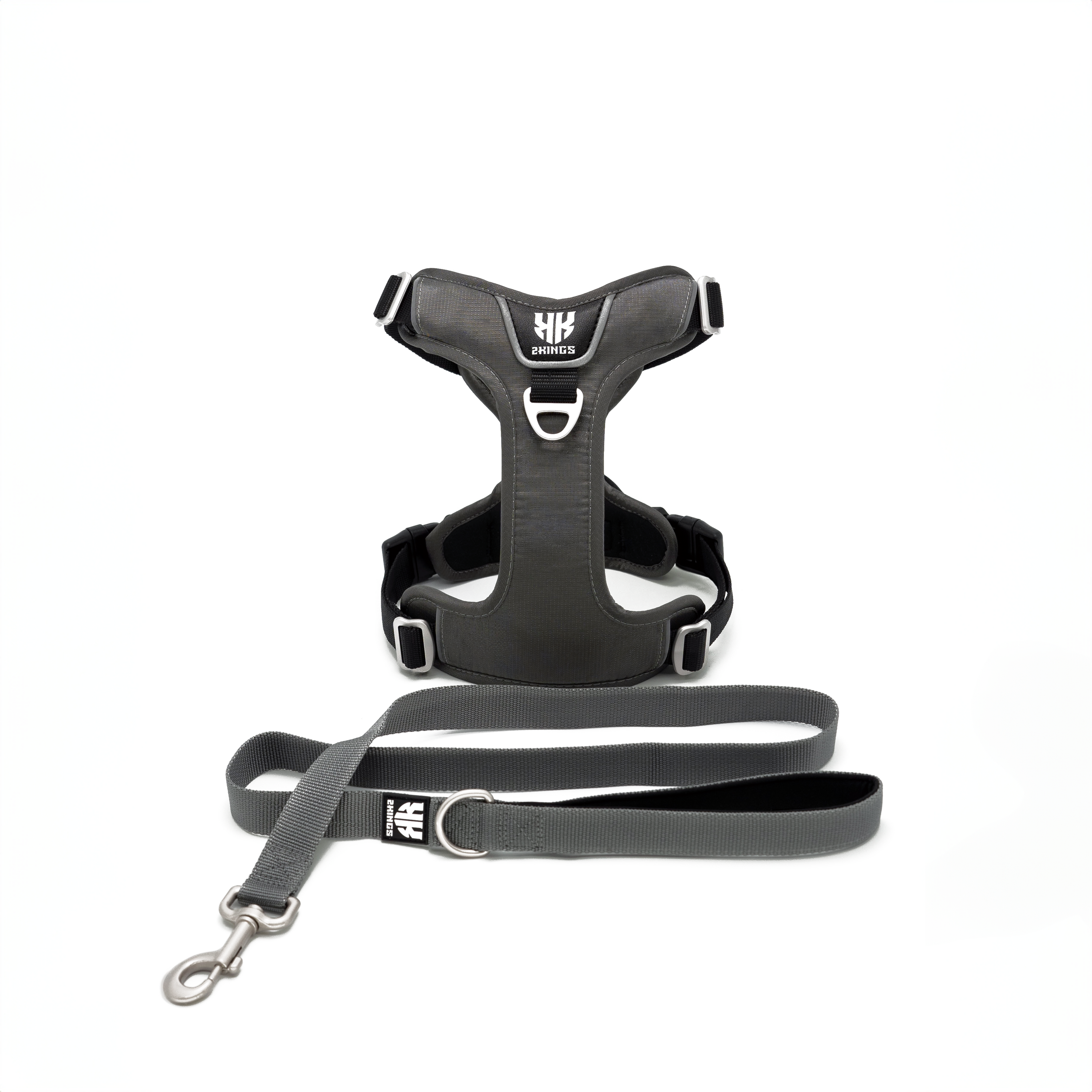 Comfort Dog Harness & Classic Lead Set - Waterproof with Top Handle - Grey.