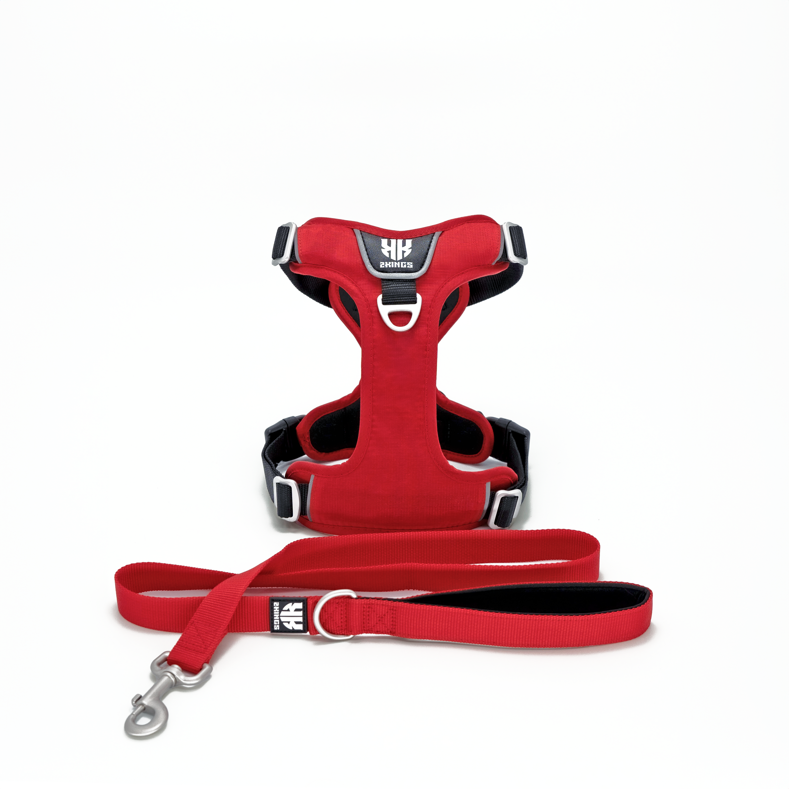 Comfort Dog Harness & Classic Lead Set - Waterproof with Top Handle -Red.