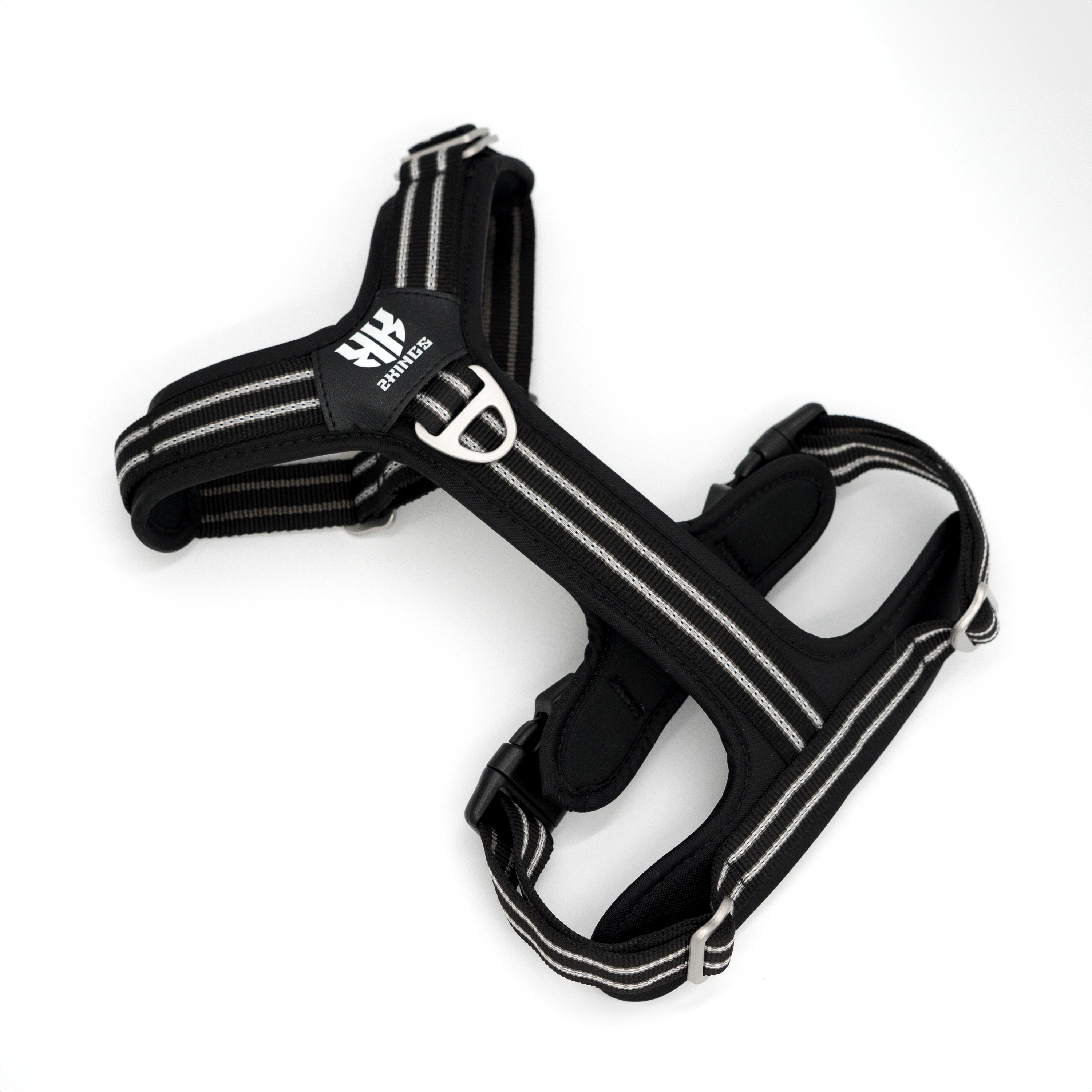 Adjustable Dog Harness & Classic Lead Set- Reflective & Lightweight - Black.