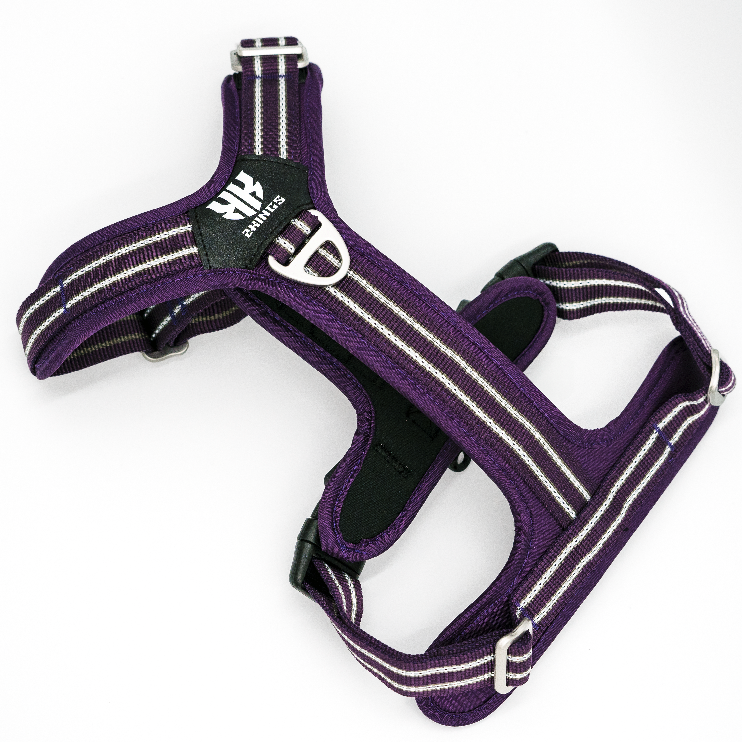 Adjustable Dog Harness & Classic Lead Set - Reflective & Lightweight - Purple.