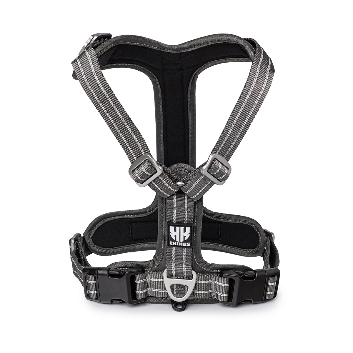 Adjustable Dog Harness with Double-Handed Lead Set - Lightweight & Reflective -Grey.