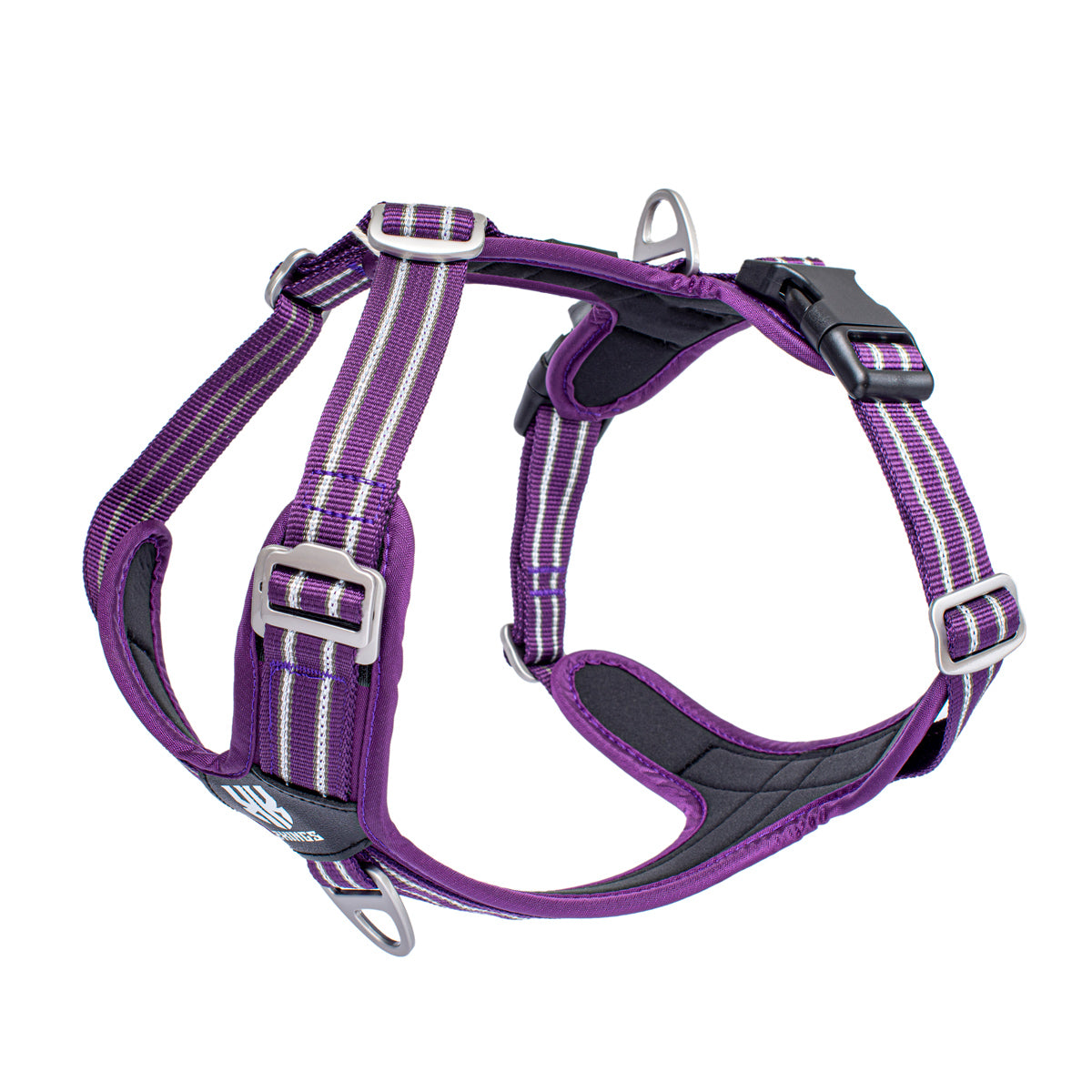 Adjustable Dog Harness with Double-Handed Lead Set - Lightweight & Reflective - Purple.