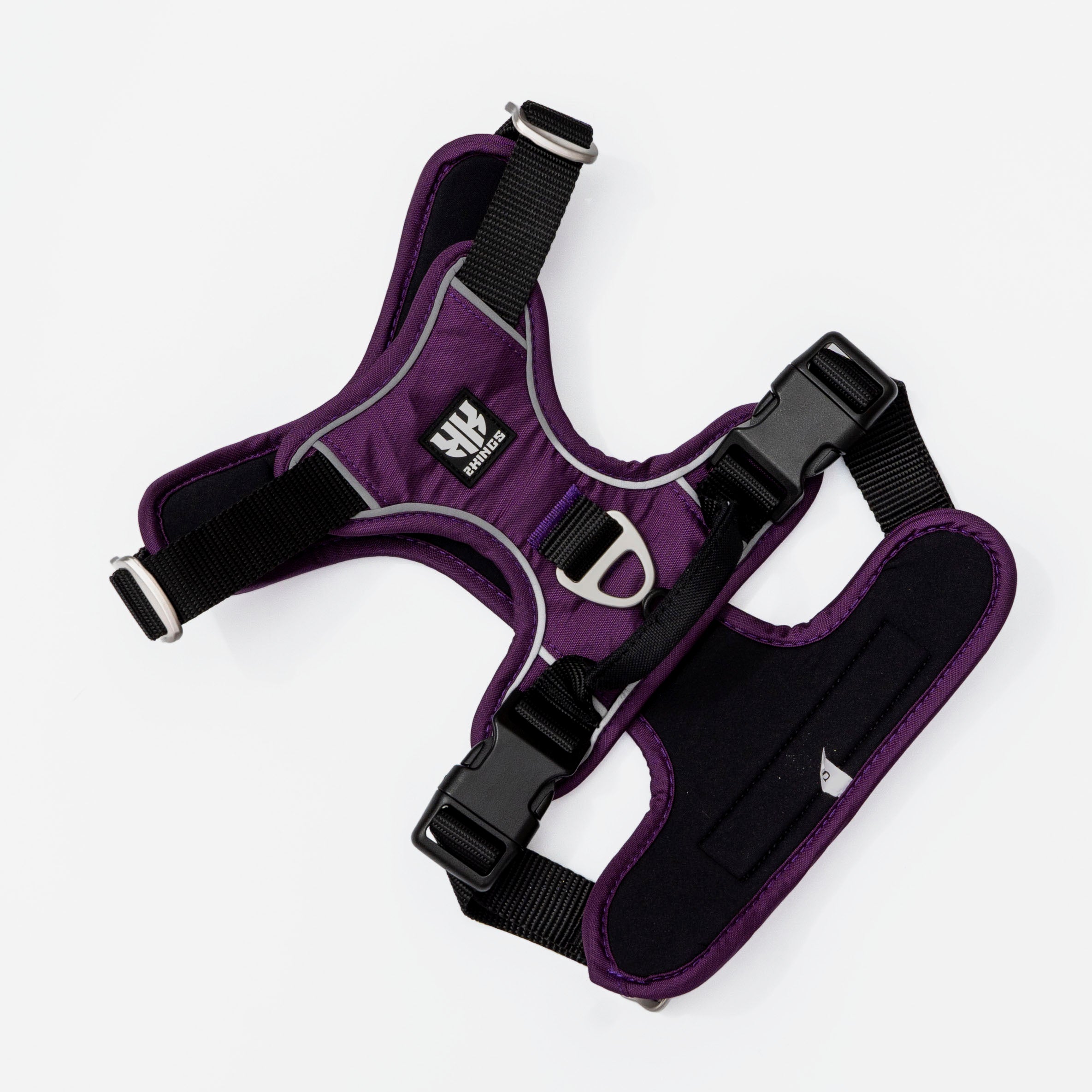 Comfort Dog Harness & Double Grip Lead Set - Padded & Waterproof with Top Handle - Purple.