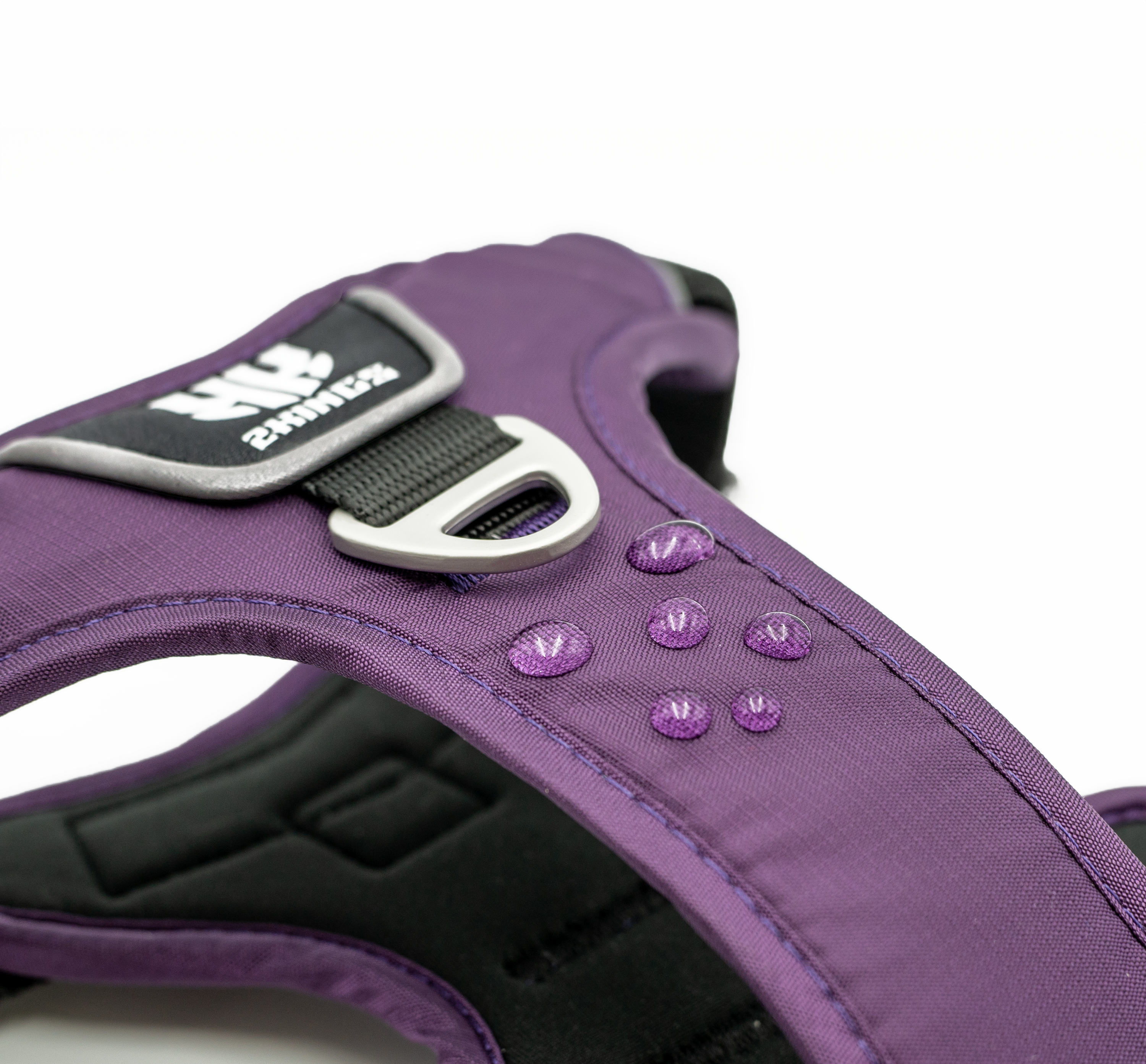 Comfort Dog Harness & Double Grip Lead Set - Padded & Waterproof with Top Handle - Purple.